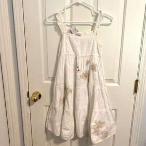 NEXT UK White Ruffled Dress with DragonFlys & Flowers Size 11 Years